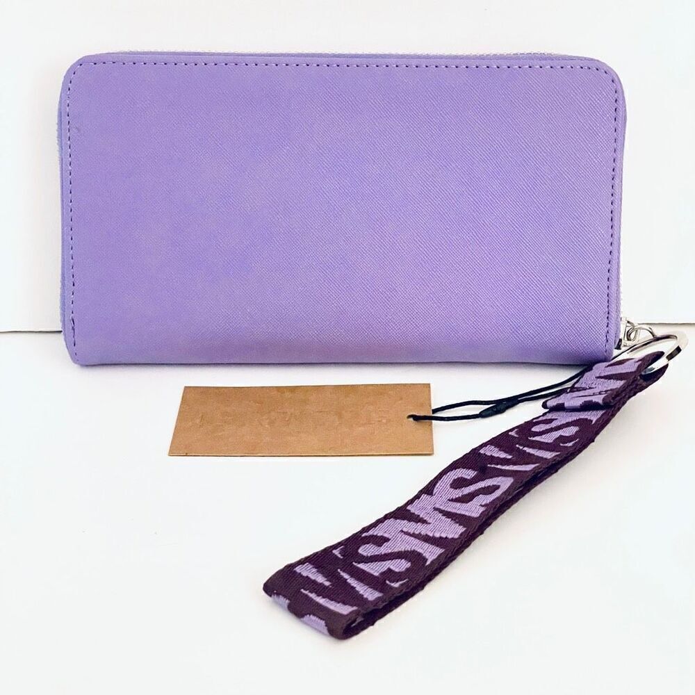 NWT Steve Madden BZIP-CNW Purple/Silver Zip Around Wallet Guitar Wristlet Strap - Picture 4 of 11